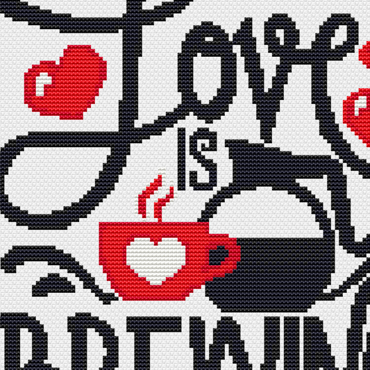 Love and Coffee cross stitch pattern | Cross Stitch Pattern PDF Downloadable Needlework Chart Digital Download