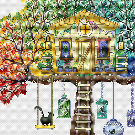 Cat House Cross Stitch Pattern | Modern Cross Stitch | Digital Download | Pet Lover Gift | Pattern Keeper PDF