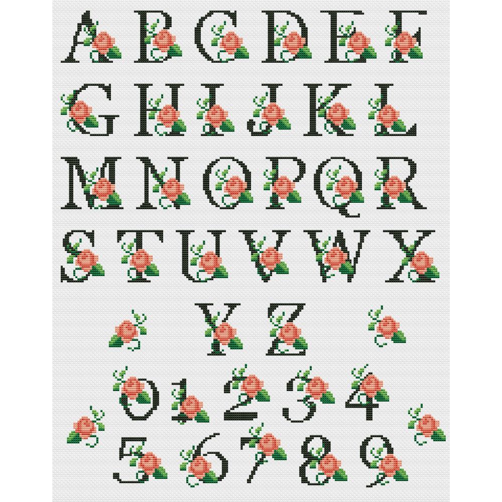 Floral Alphabet Cross Stitch Pattern | Complete A-Z & Numbers | Instant Download PDF