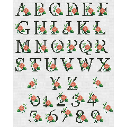 Floral Alphabet Cross Stitch Pattern | Complete A-Z & Numbers | Instant Download PDF