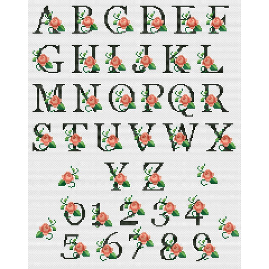 Floral Alphabet Cross Stitch Pattern | Complete A-Z & Numbers | Instant Download PDF