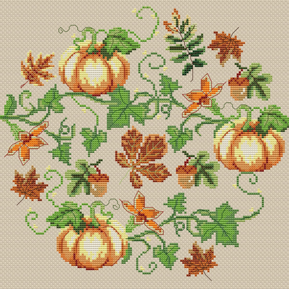 Fall cross stitch pattern, Halloween, Fall cross stitch PDF, Thanksgiving, Autumn Season Hand Embroidery. Modern counted cross stitch chart.