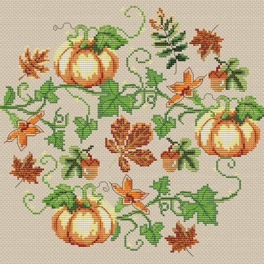 Fall cross stitch pattern, Halloween, Fall cross stitch PDF, Thanksgiving, Autumn Season Hand Embroidery. Modern counted cross stitch chart.