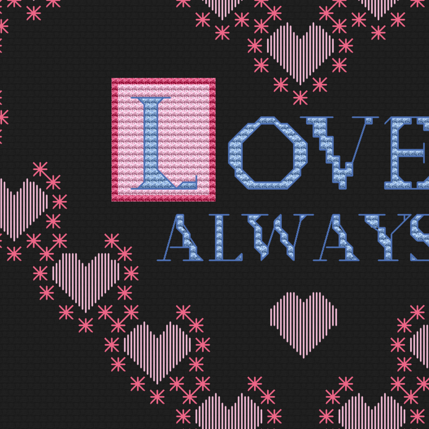Cross stitch pattern Heart Sampler, romantic cross stitch, monochrome embroidery, PDF, printable cross stitch chart, sampler cross stitch