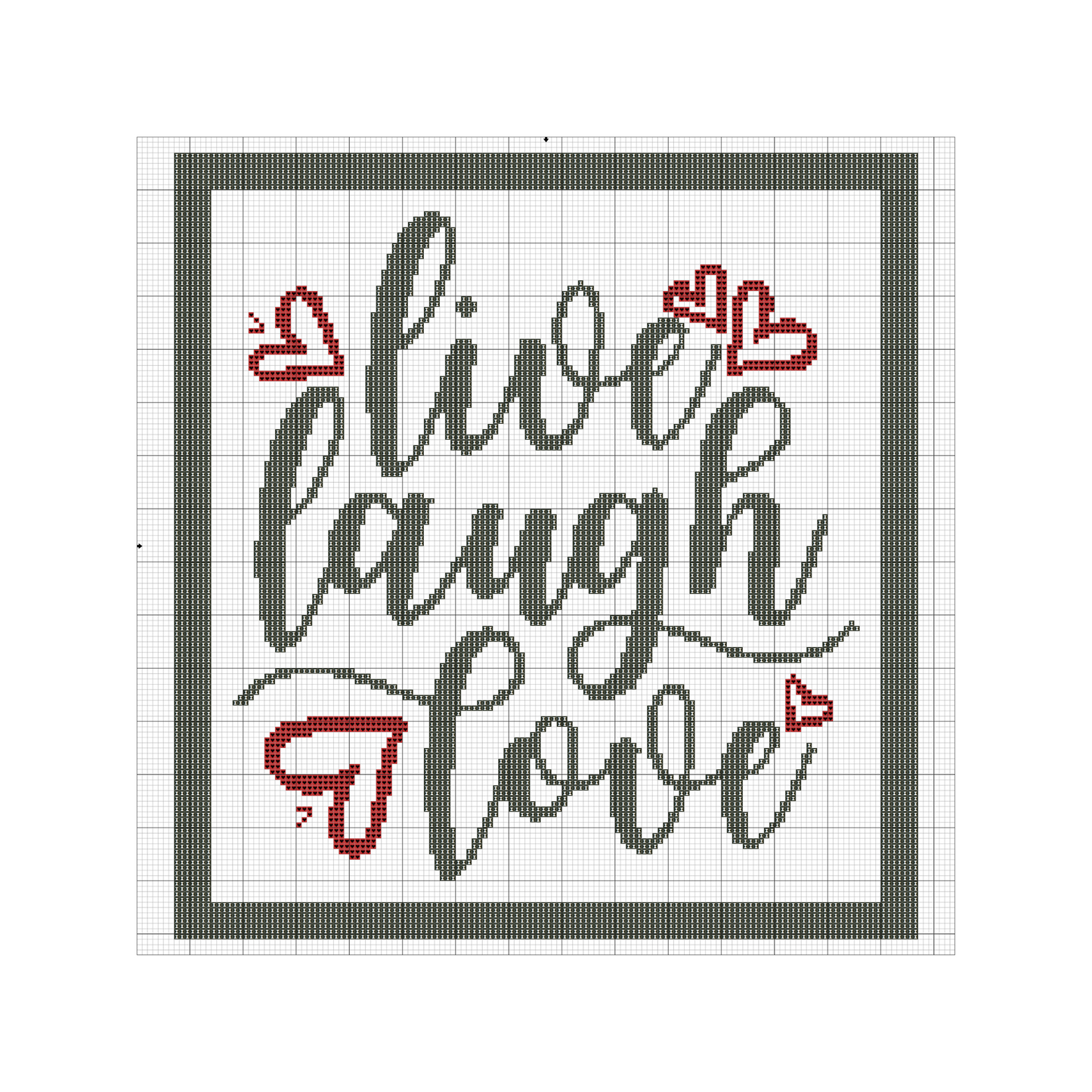 Live Laugh Love cross stitch pattern | Digital PDF Instant Download |Easy Beginner Pattern