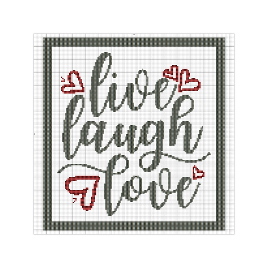 Live Laugh Love cross stitch pattern | Digital PDF Instant Download |Easy Beginner Pattern
