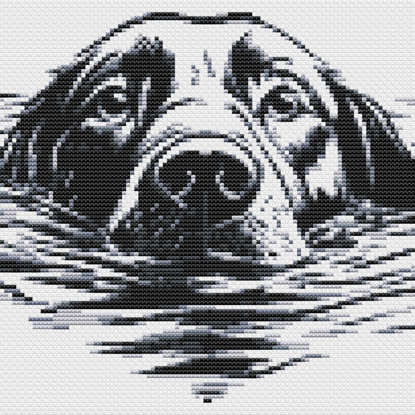 Swimming Dog Counted Cross-Stitch Pattern, Dog Cross Stitch Pattern, Monochrome Cross Stitch, Instant PDF Download