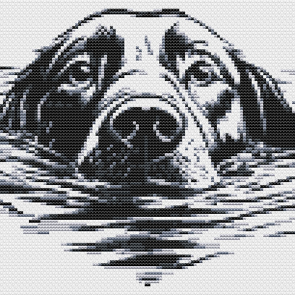 Swimming Dog Counted Cross-Stitch Pattern, Dog Cross Stitch Pattern, Monochrome Cross Stitch, Instant PDF Download