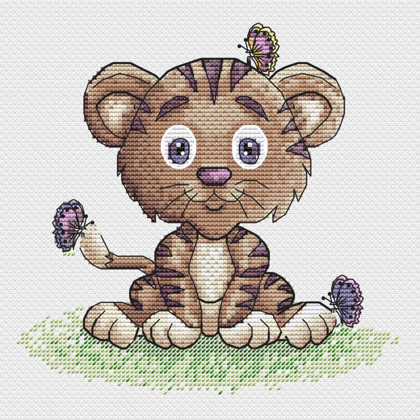 Baby Tiger Cross Stitch Pattern | Counted Cross Stitch | Cross Stitch Pattern PDF Downloadable Needlework Chart Digital Download