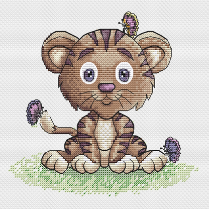 Baby Tiger Cross Stitch Pattern | Counted Cross Stitch | Cross Stitch Pattern PDF Downloadable Needlework Chart Digital Download