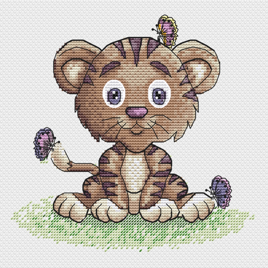 Baby Tiger Cross Stitch Pattern | Counted Cross Stitch | Cross Stitch Pattern PDF Downloadable Needlework Chart Digital Download