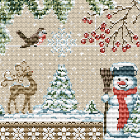 Christmas Sampler Cross Stitch Pattern, X Stitch Chart, Snowman Cross Stitch Embroidery, Winter X Stitch Instant Download PDF