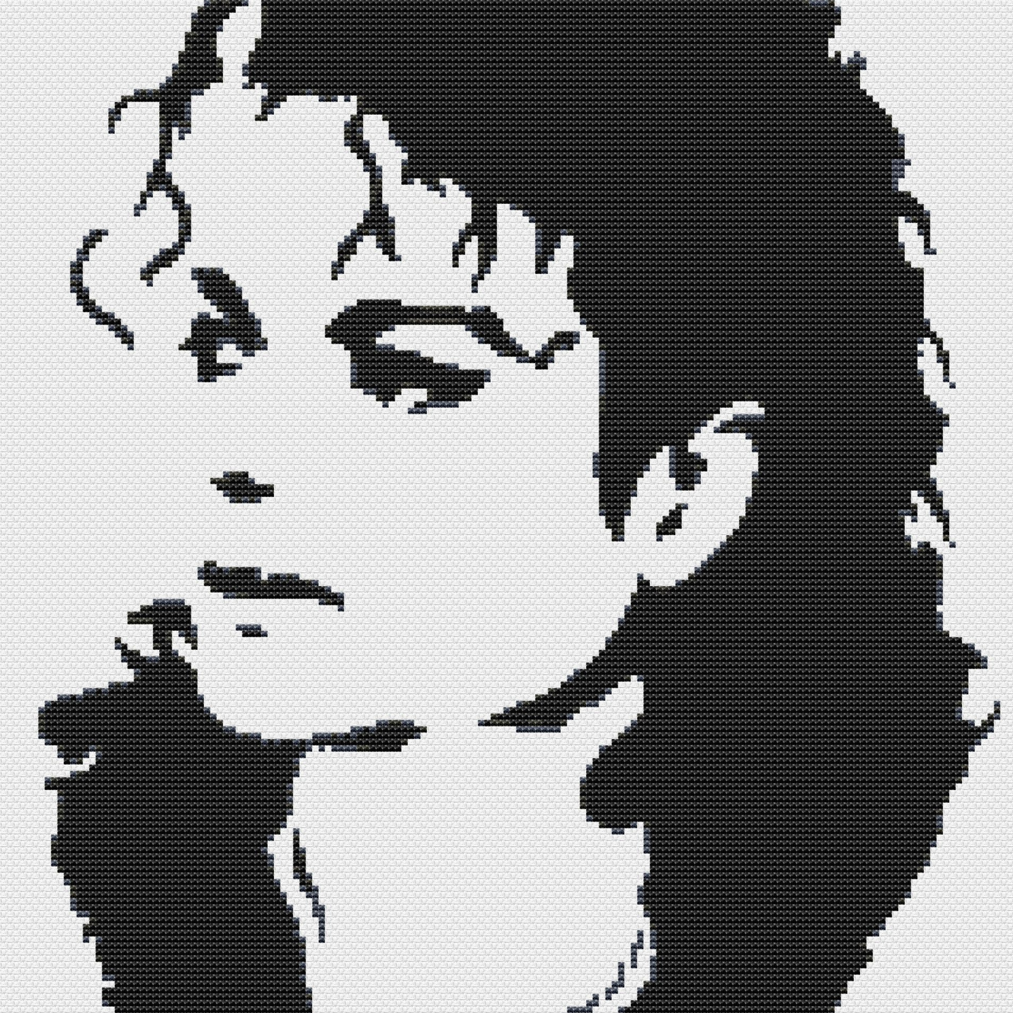 Michael Jackson Cross Stitch Pattern, Digital PDF Download, Monochrome Blackwork, Instant Download PDF