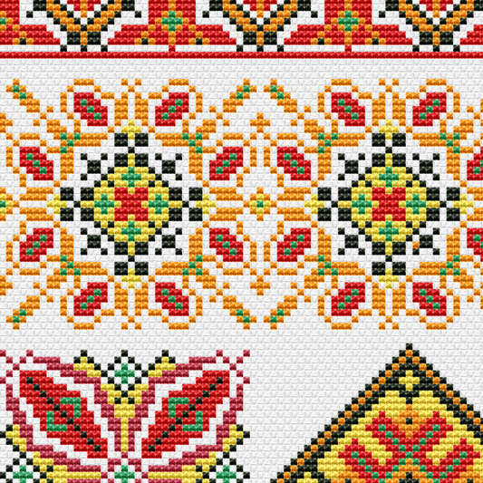 Ukrainian Sampler Cross Stitch Pattern PDF, Folk Geometric Floral Ornaments of Ukraine l Ethnic Embroidery Pattern