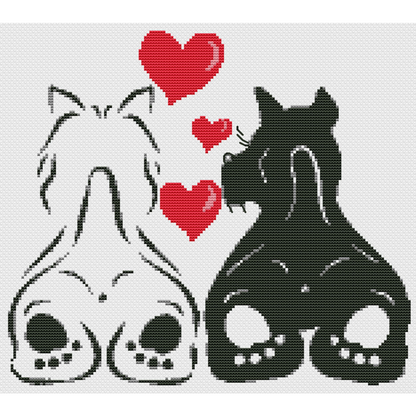 Puppy Love cross stitch pattern, gift for dog or puppy lover, simple quick counted cross stitch, instant download PDF