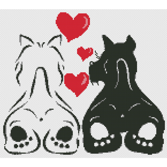 Puppy Love cross stitch pattern, gift for dog or puppy lover, simple quick counted cross stitch, instant download PDF