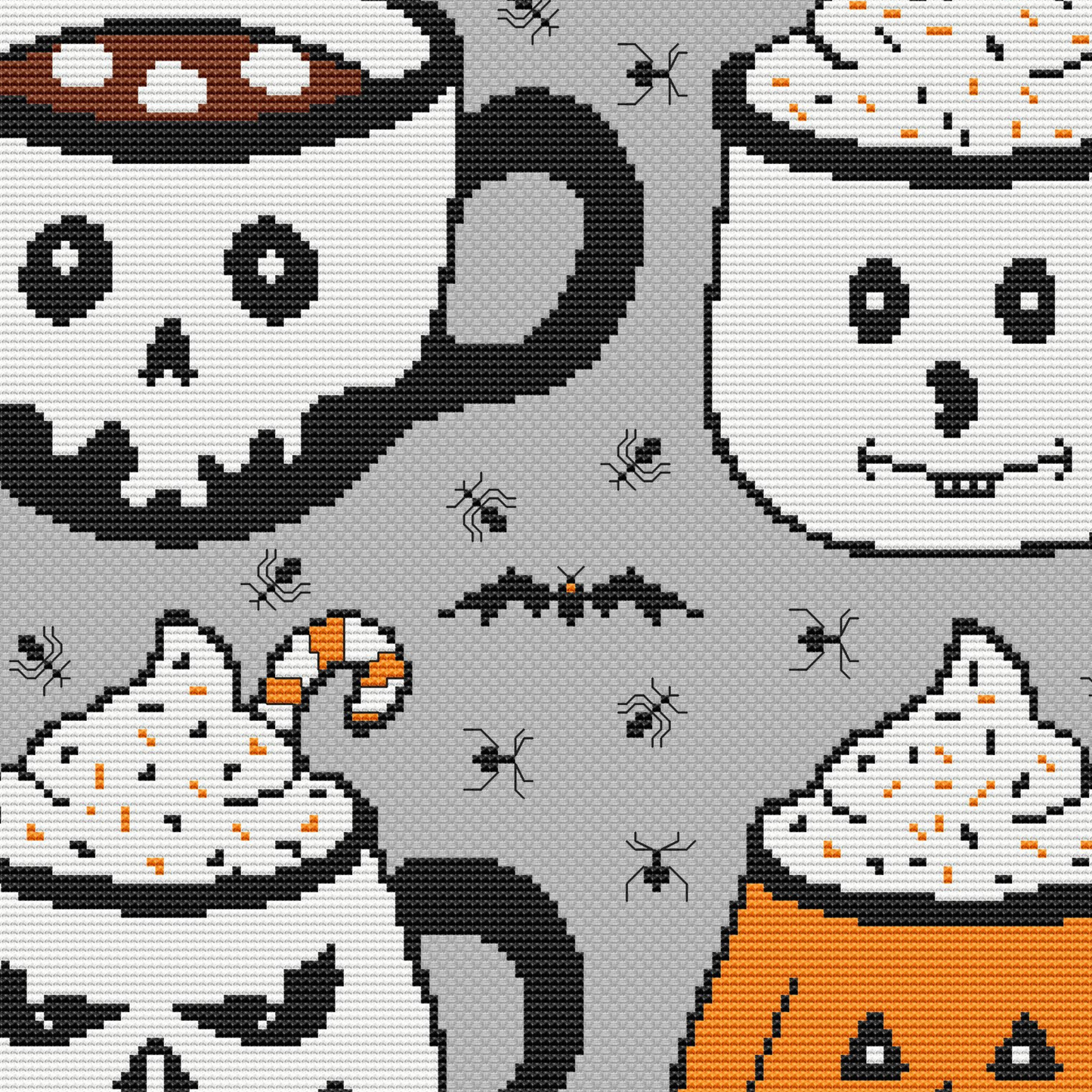 Spooky Cups Cross Stitch pattern | Halloween cross stitch | Instant Download PDF