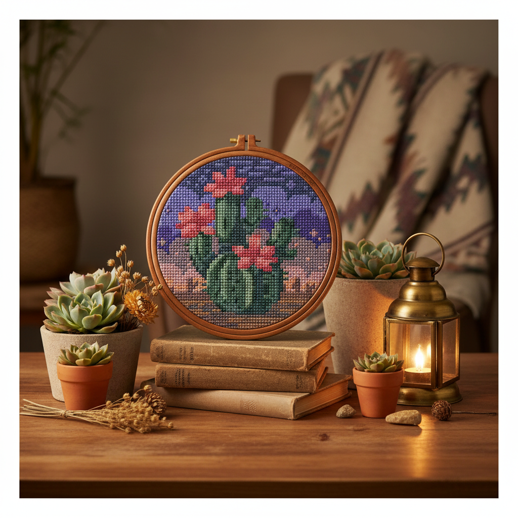 🌵 Desert Bloom Cross-Stitch Pattern