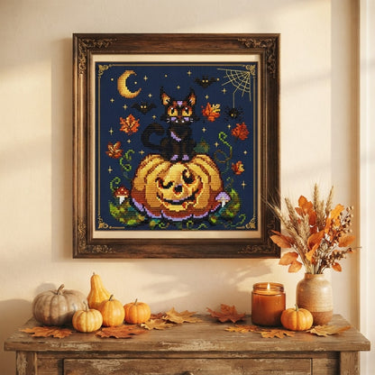 Midnight Pumpkin Magic — Cross Stitch Pattern PDF