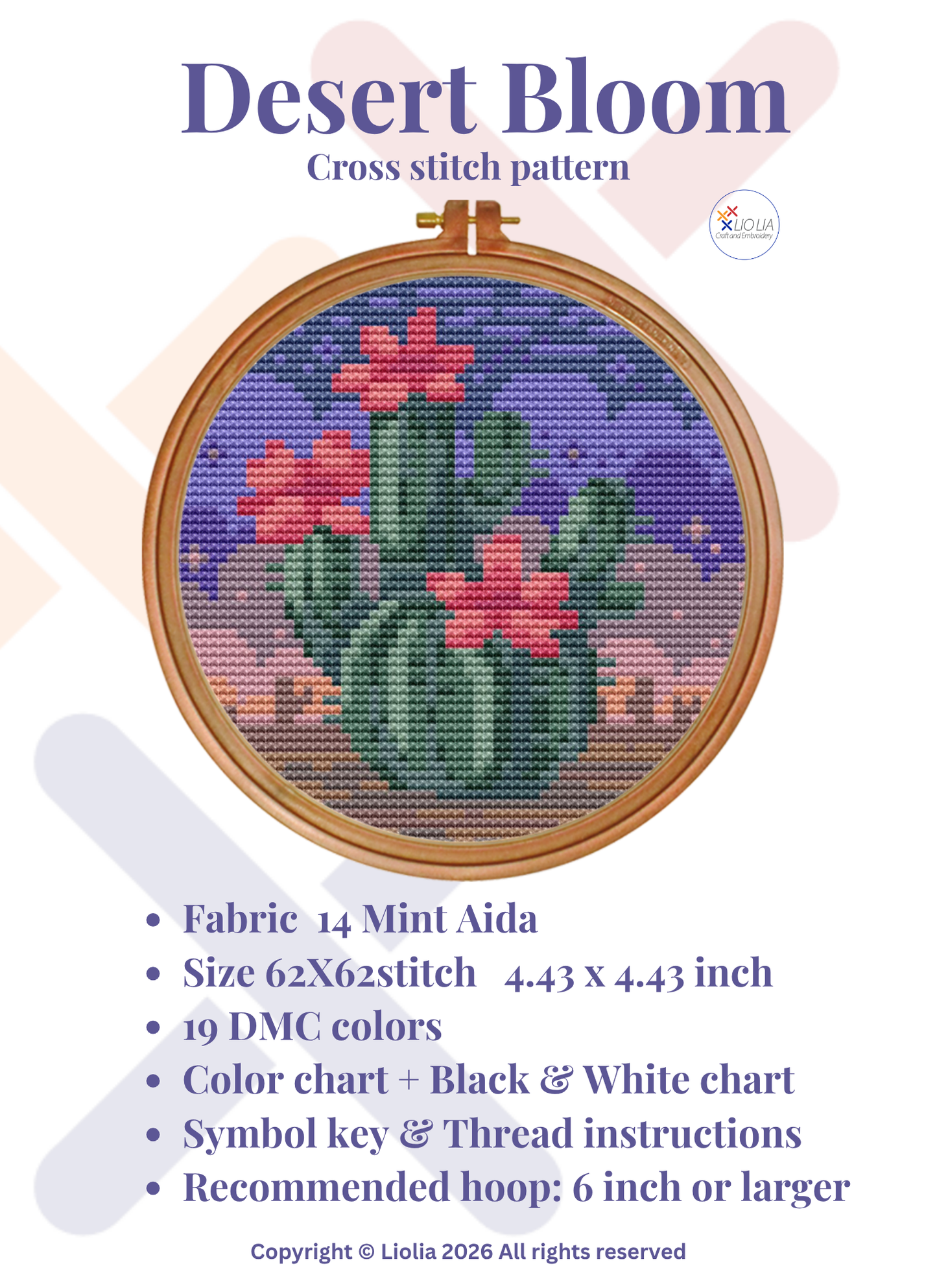 🌵 Desert Bloom Cross-Stitch Pattern
