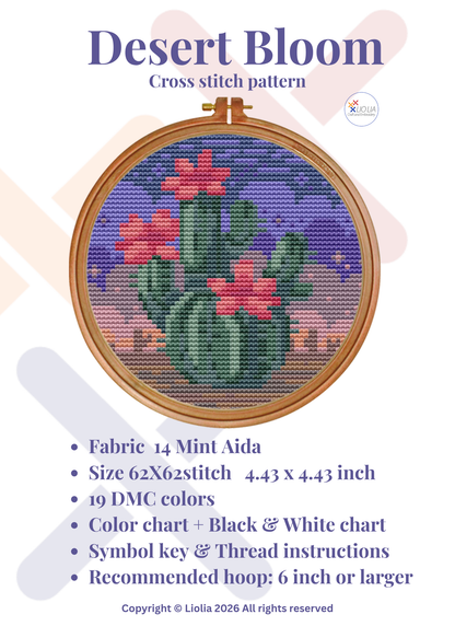 🌵 Desert Bloom Cross-Stitch Pattern