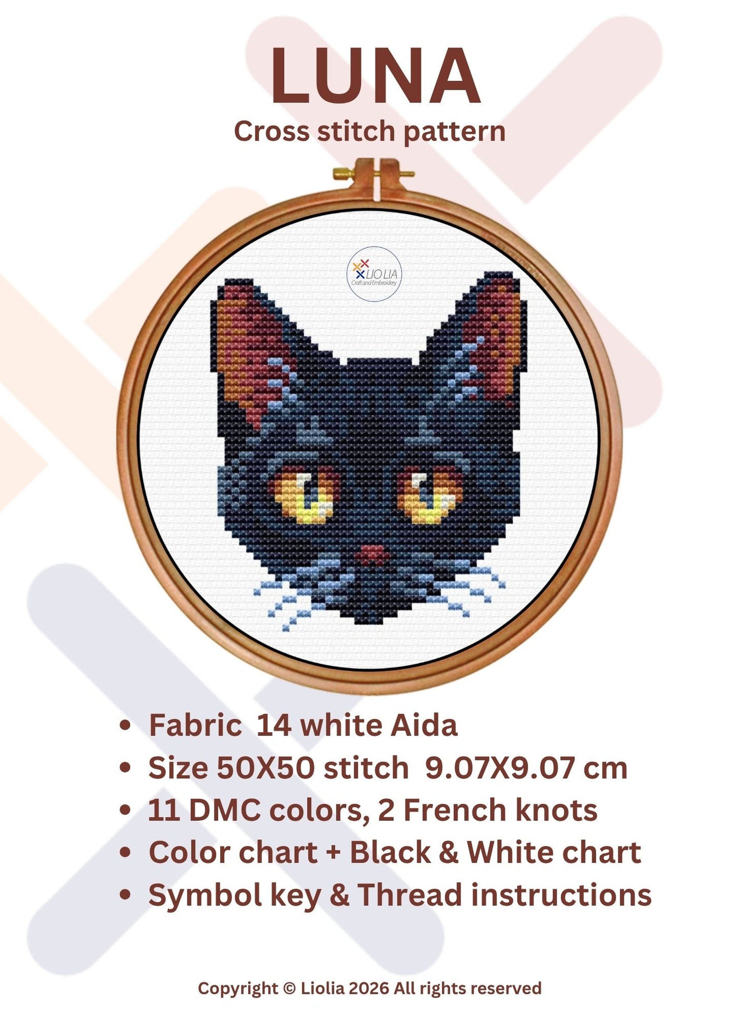 Luna — Black Cat Cross Stitch Pattern