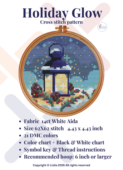 Holiday Glow Cross Stitch Pattern — PDF Instant Download