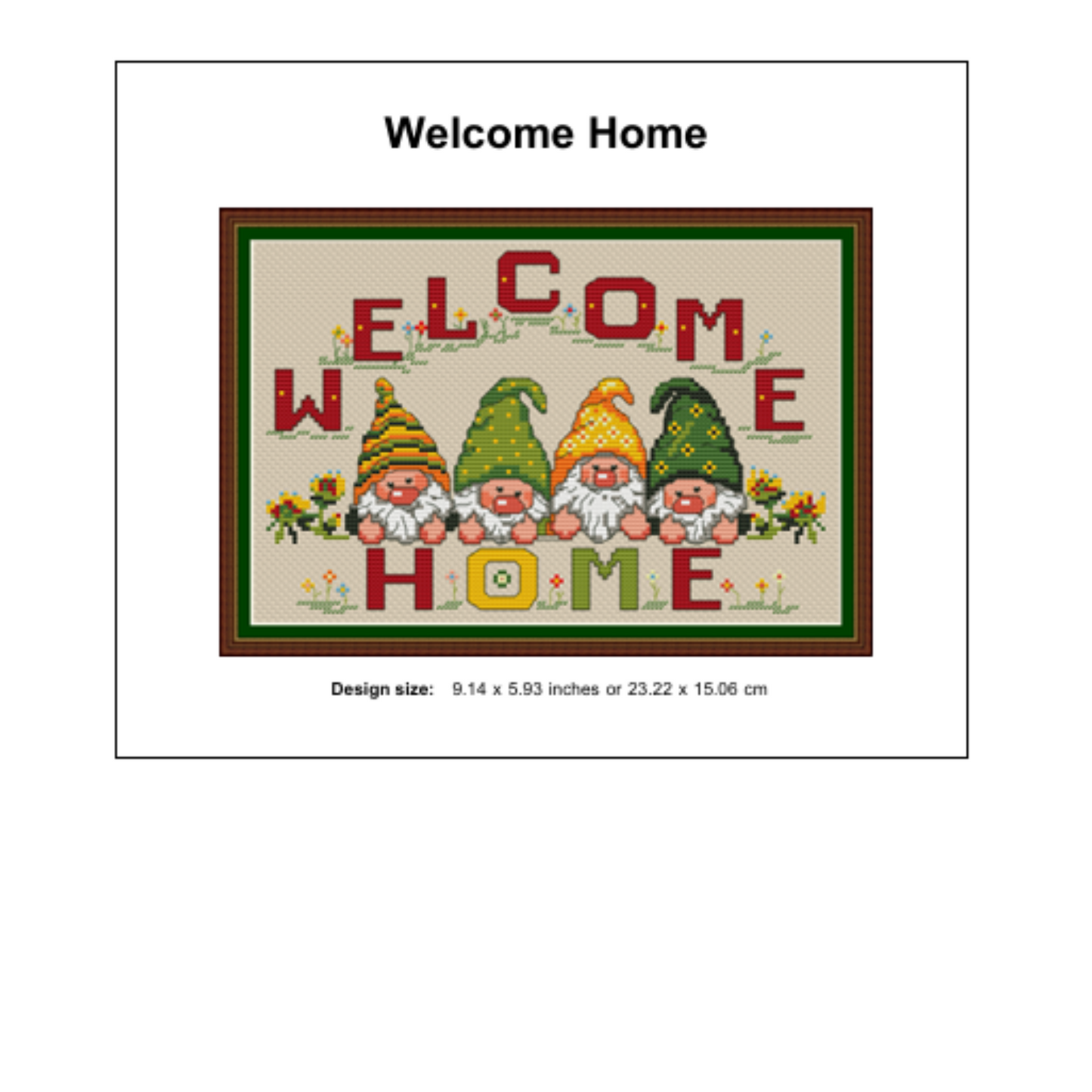 Welcome Home Gnomes Cross Stitch PDF | Instant Download | Cute Counted Cross Stitch Chart | Modern Cross Stitch