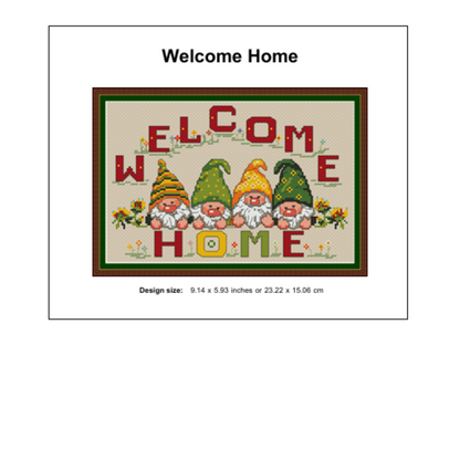 Welcome Home Gnomes Cross Stitch PDF | Instant Download | Cute Counted Cross Stitch Chart | Modern Cross Stitch