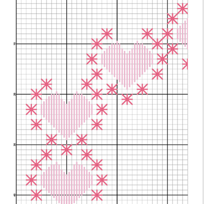 Cross stitch pattern Heart Sampler, romantic cross stitch, monochrome embroidery, PDF, printable cross stitch chart, sampler cross stitch
