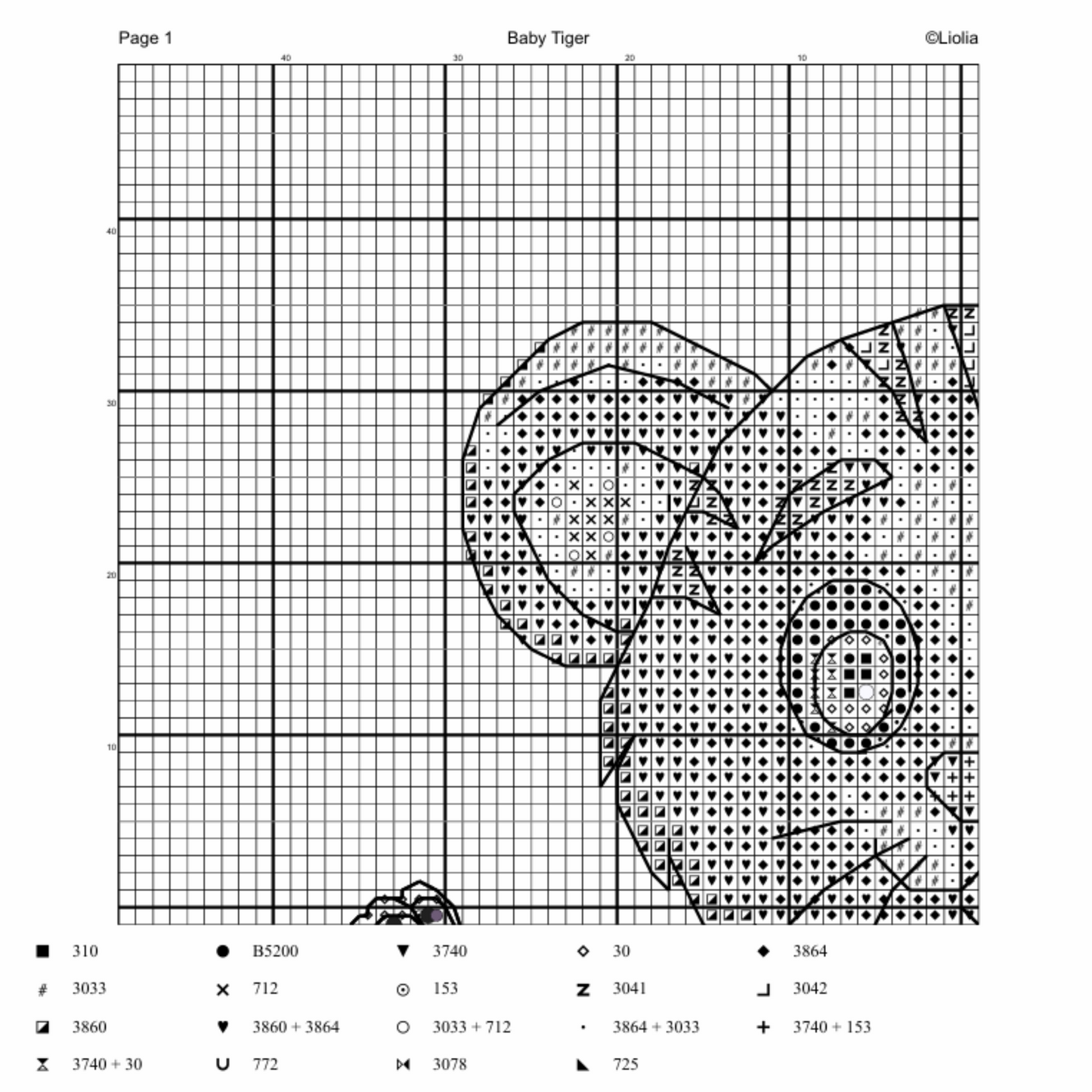 Baby Tiger Cross Stitch Pattern | Counted Cross Stitch | Cross Stitch Pattern PDF Downloadable Needlework Chart Digital Download