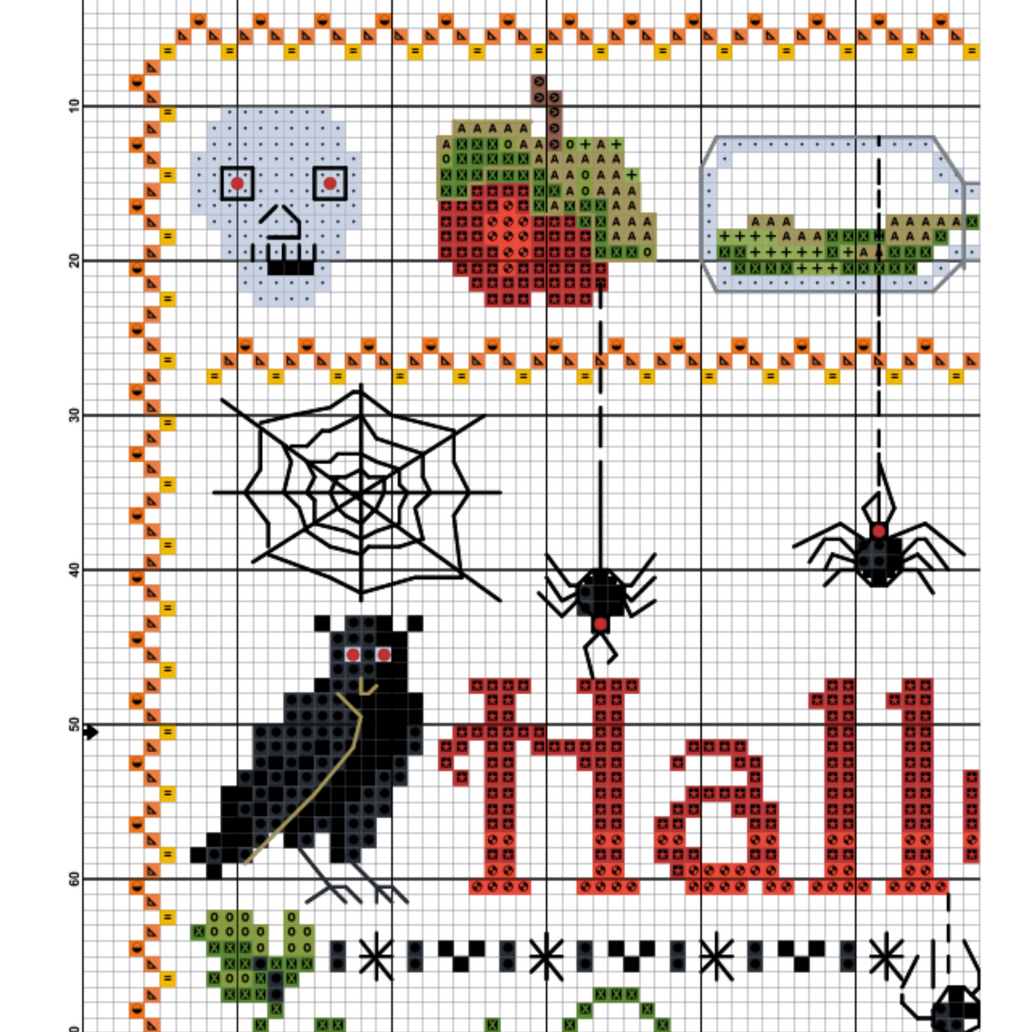 Halloween cross stitch pattern Spooky cross stitch Bat cross stitch Pumpkin cross stitch Ghost embroidery