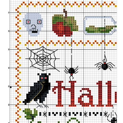 Halloween cross stitch pattern Spooky cross stitch Bat cross stitch Pumpkin cross stitch Ghost embroidery