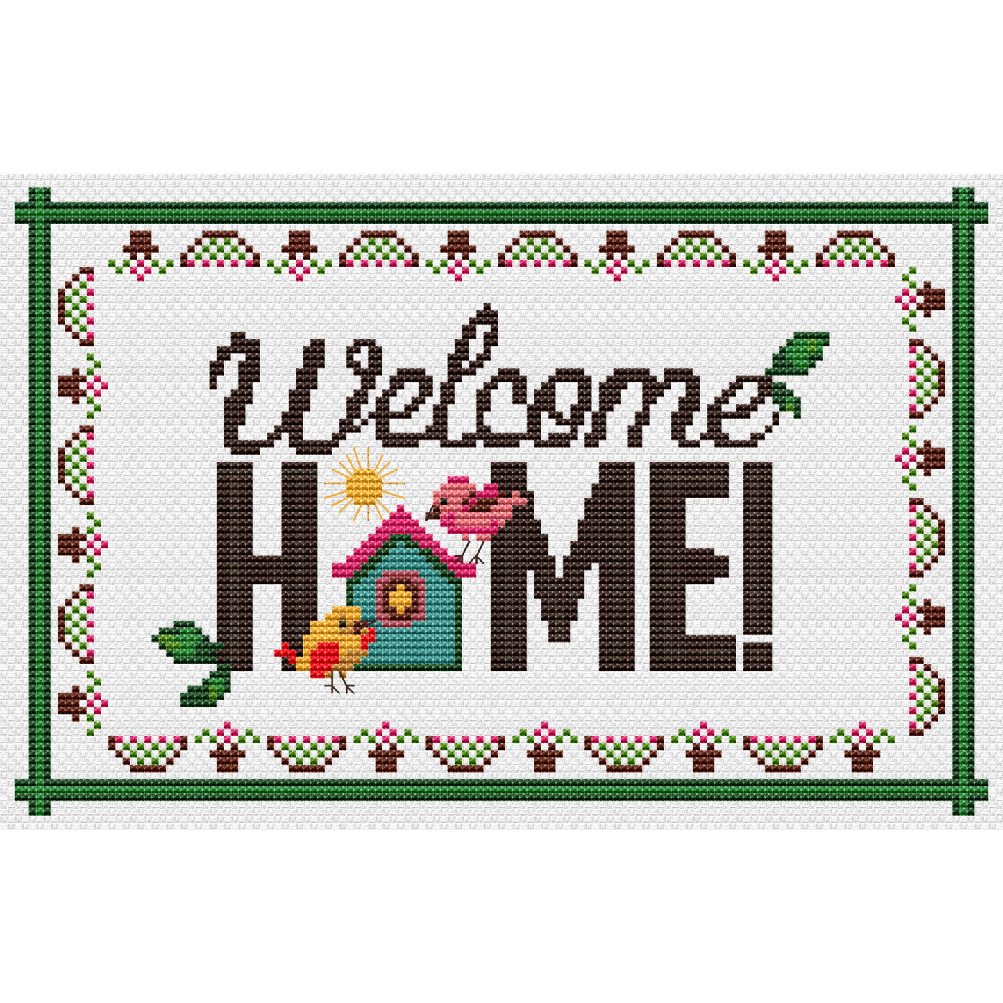 Welcome Home Cross Stitch PDF | Instant Download | Cute Counted Cross Stitch Chart