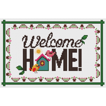 Welcome Home Cross Stitch PDF | Instant Download | Cute Counted Cross Stitch Chart