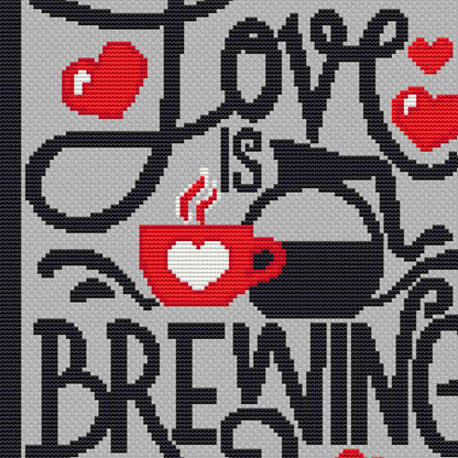 Love and Coffee cross stitch pattern | Cross Stitch Pattern PDF Downloadable Needlework Chart Digital Download