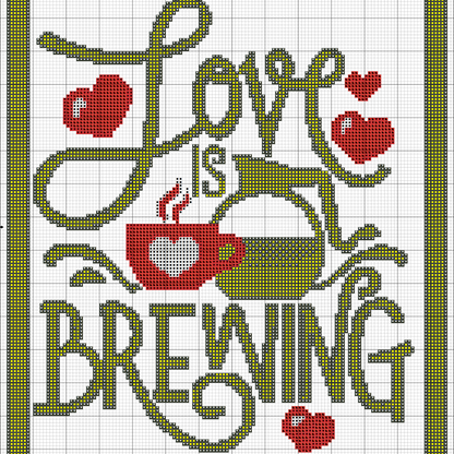 Love and Coffee cross stitch pattern | Cross Stitch Pattern PDF Downloadable Needlework Chart Digital Download