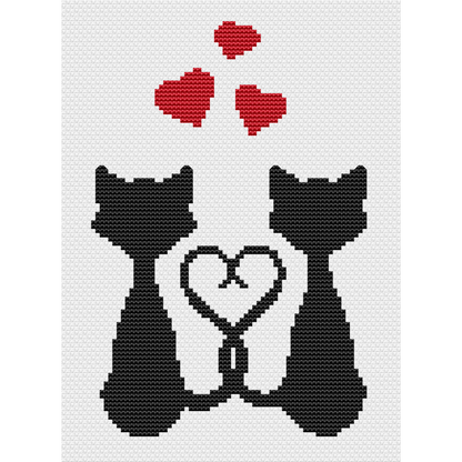 Cats love cross stitch pattern, Instant download, Monochrome cross stitch pattern, Cross stitch PDF