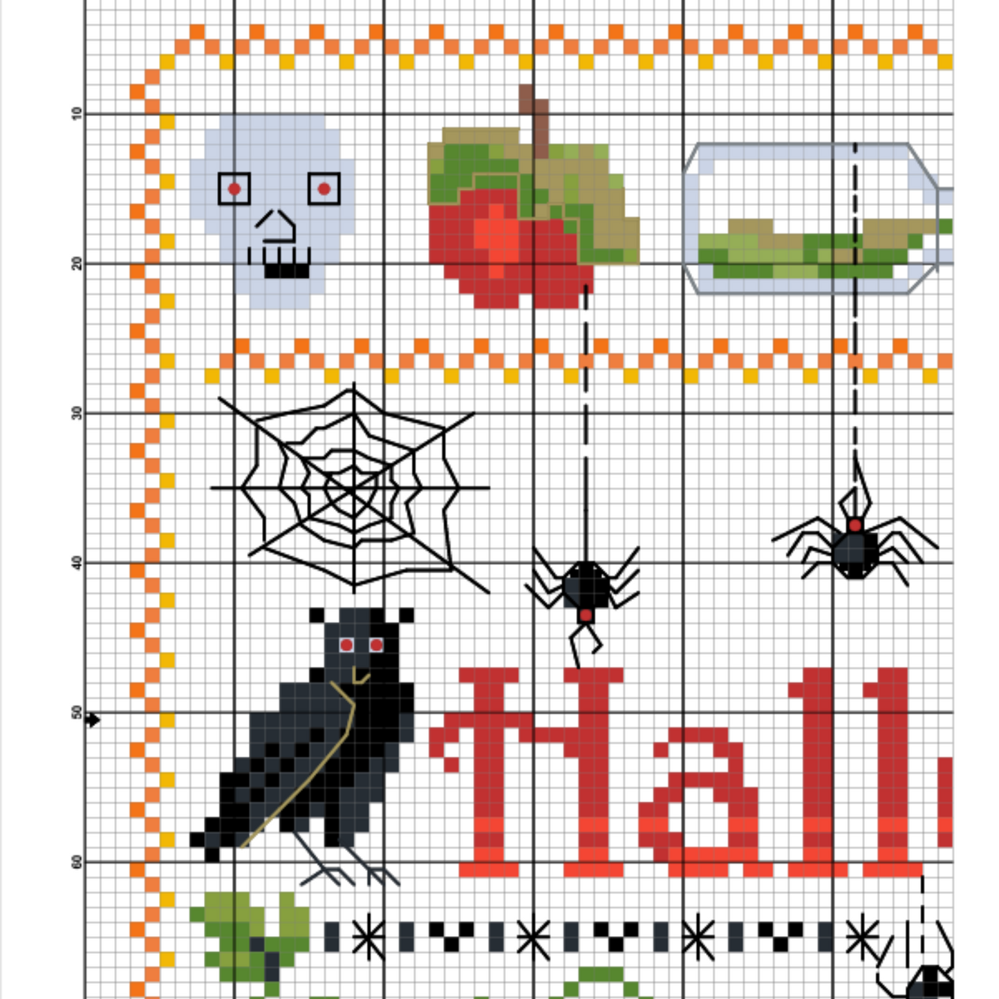 Halloween cross stitch pattern Spooky cross stitch Bat cross stitch Pumpkin cross stitch Ghost embroidery