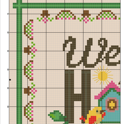 Welcome Home Cross Stitch PDF | Instant Download | Cute Counted Cross Stitch Chart