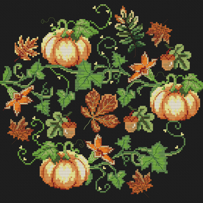 Fall cross stitch pattern, Halloween, Fall cross stitch PDF, Thanksgiving, Autumn Season Hand Embroidery. Modern counted cross stitch chart.