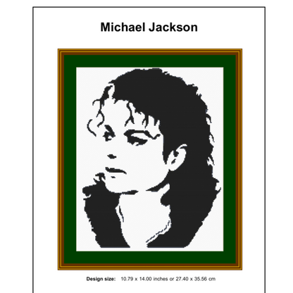 Michael Jackson Cross Stitch Pattern, Digital PDF Download, Monochrome Blackwork, Instant Download PDF