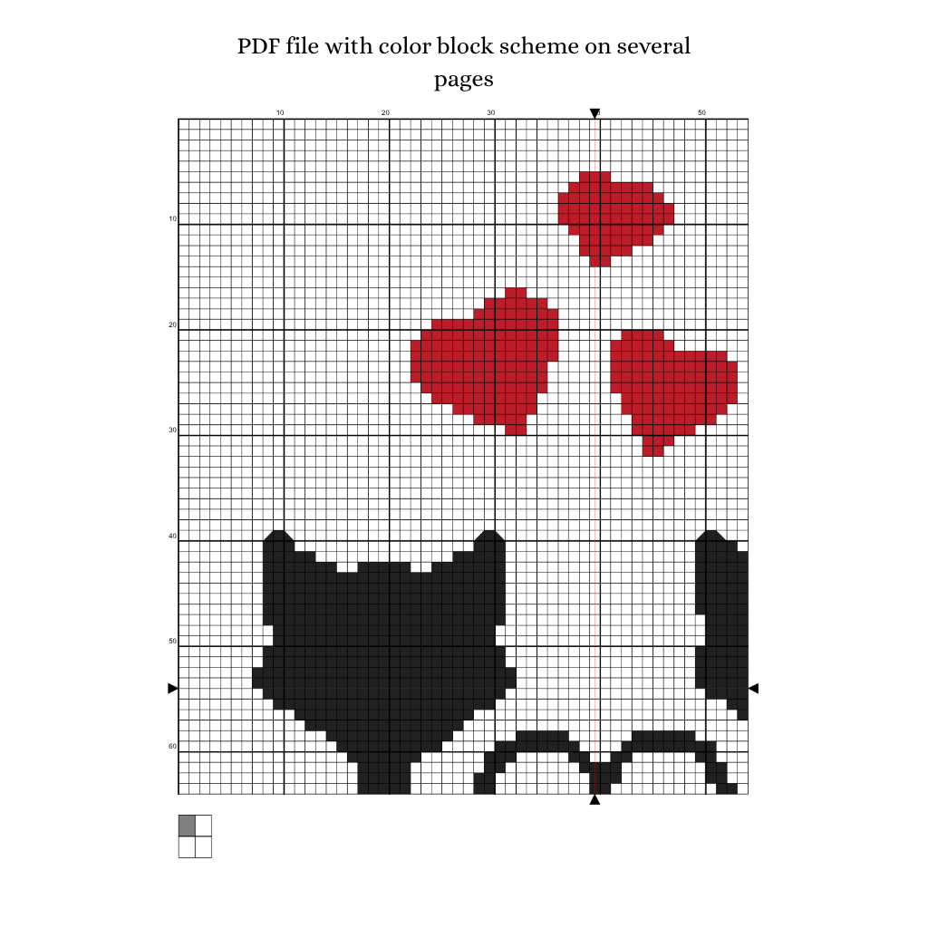 Cats love cross stitch pattern, Instant download, Monochrome cross stitch pattern, Cross stitch PDF