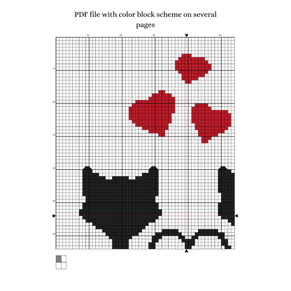 Cats love cross stitch pattern, Instant download, Monochrome cross stitch pattern, Cross stitch PDF