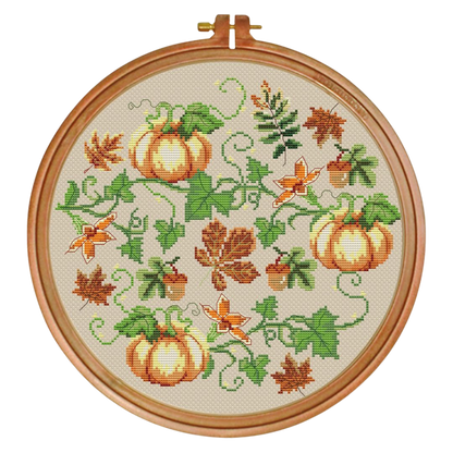 Fall cross stitch pattern, Halloween, Fall cross stitch PDF, Thanksgiving, Autumn Season Hand Embroidery. Modern counted cross stitch chart.
