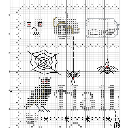 Halloween cross stitch pattern Spooky cross stitch Bat cross stitch Pumpkin cross stitch Ghost embroidery