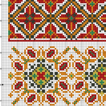 Ukrainian Sampler Cross Stitch Pattern PDF, Folk Geometric Floral Ornaments of Ukraine l Ethnic Embroidery Pattern