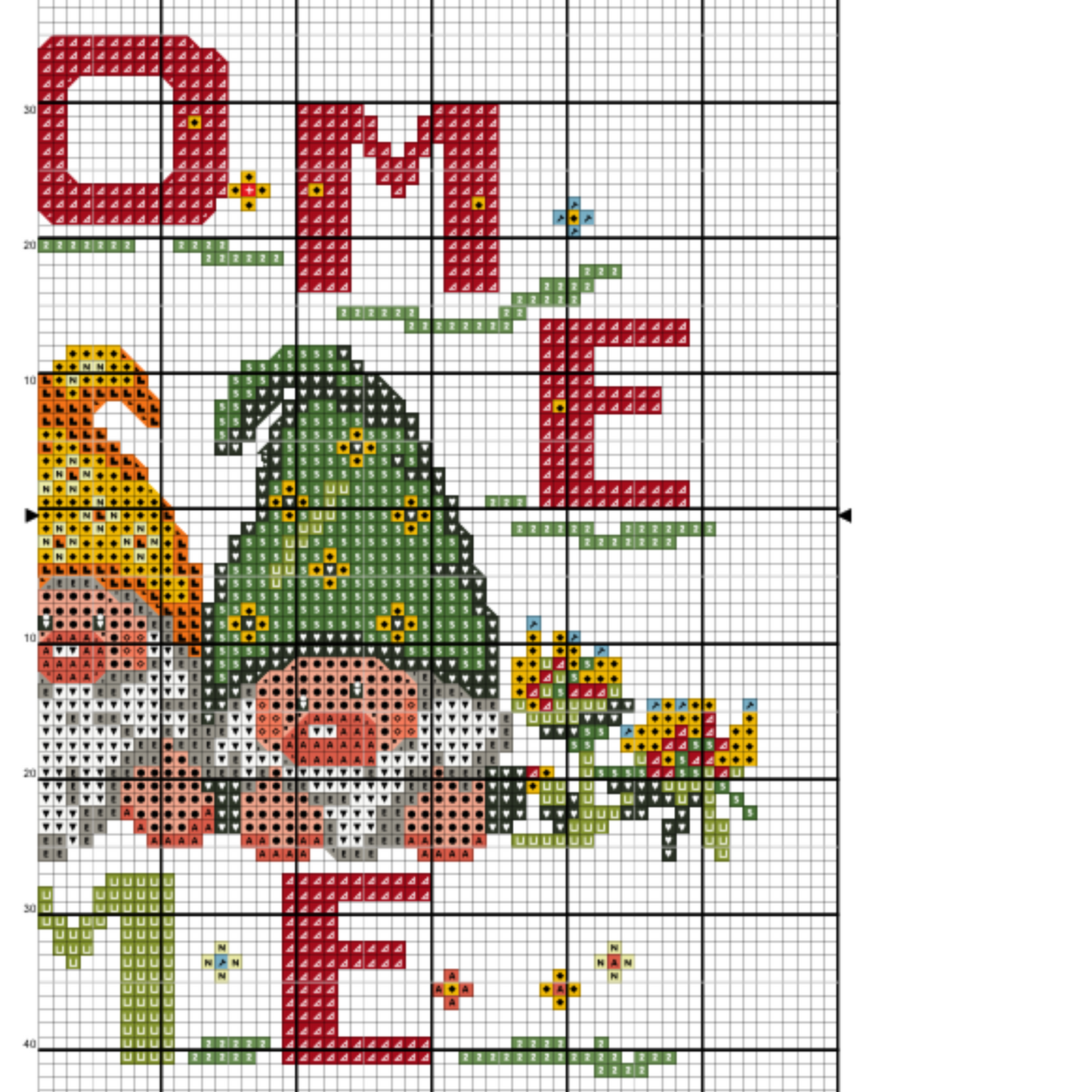 Welcome Home Gnomes Cross Stitch PDF | Instant Download | Cute Counted Cross Stitch Chart | Modern Cross Stitch