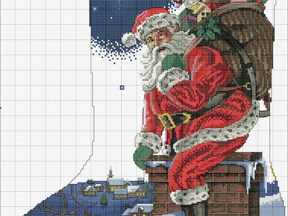 Christmas Eve Stocking PDF Counted cross stitch pattern Christmas Moose Digital cross stitch chart Christmas Eve PDF cross stitch pattern