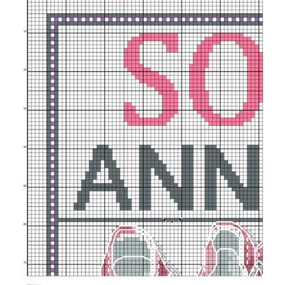 Birth announcement modern cross stitch pattern, baby, personalized, boy girl nursery decor, counted, chart, gift DIY, digital PDF